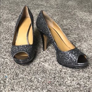 Silver Glitter Heels